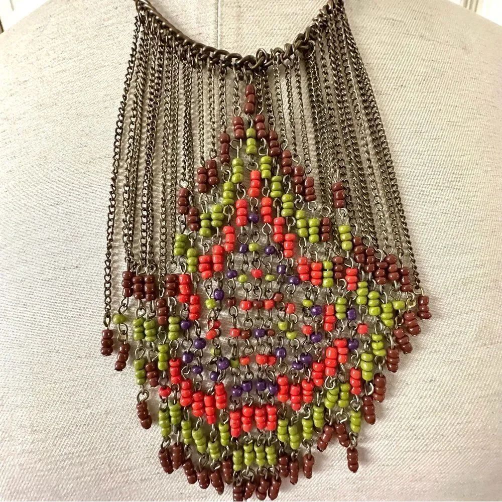 Chain beaded statement necklace - Picture 2 of 11